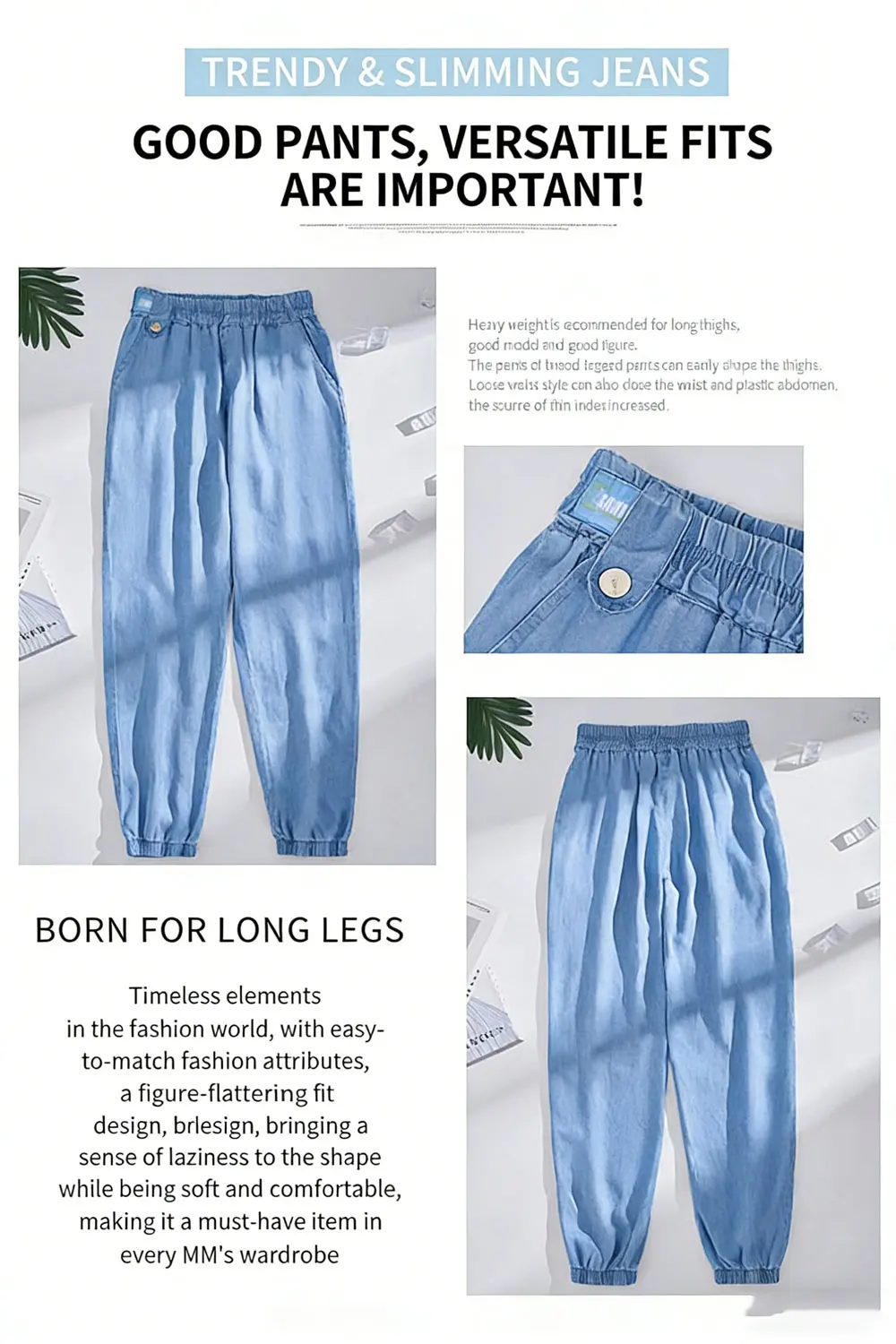 Plus Size Ice Silk Denim Pants Yoga Sports Thin Loose Style Women's Summer Casual Wide Leg Pants Harajuku Style Loose Waist
