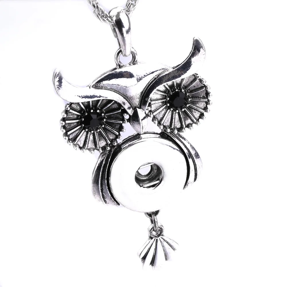 10pcs Vintage Style Metal Owl Snap Necklaces for Women Fit 18mm Snap Buttons Jewelry