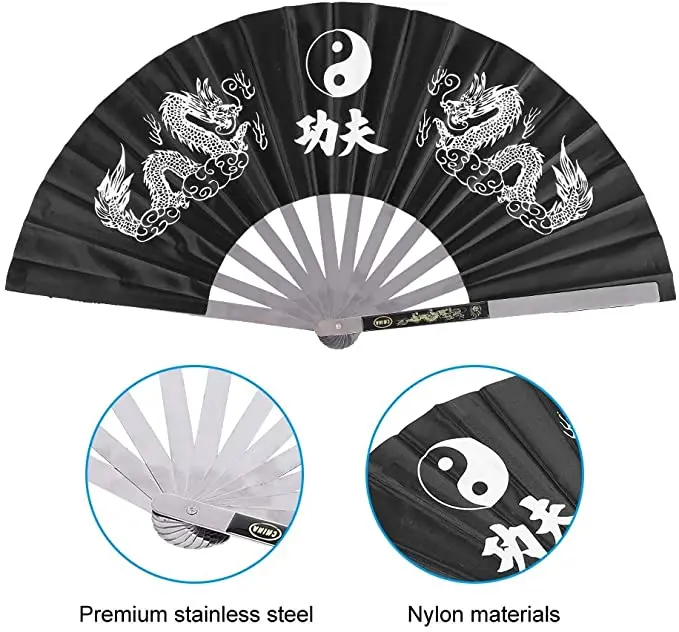 Folding Fan China Traditional Stainless Steel Tai Chi Fan Kung Fu Martial Art Gym Show Decorate Fitness Wushu accessories tai chi fan