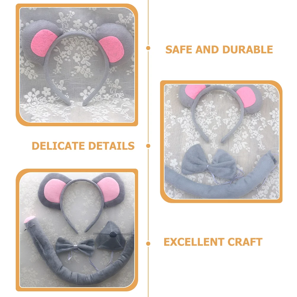 Cartoon Mouse Headband Bunny Decor Animal Outfit Rat Costumes Ears for Kids Headbands Girl 2