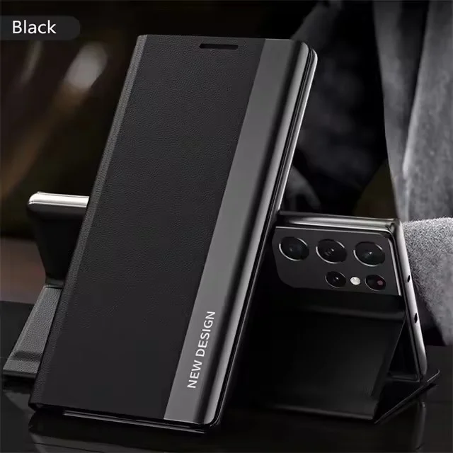 Elegant Leather Plating Magnetic Stand Flip Phone Case