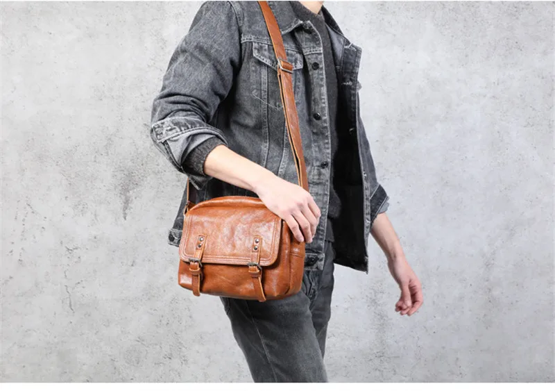PNDME Outdoor Casual Natürliche Echte Leder männer Umhängetasche Mode Täglichen Luxus Erste Schicht Rindsleder Designer Schulter Tasche – Detail 4