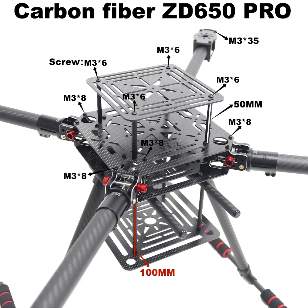 ZD650 PRO 650mm Ardupilot Pixhawk Carbon fiber Quadcopter Frame FPV Quad with Ca
