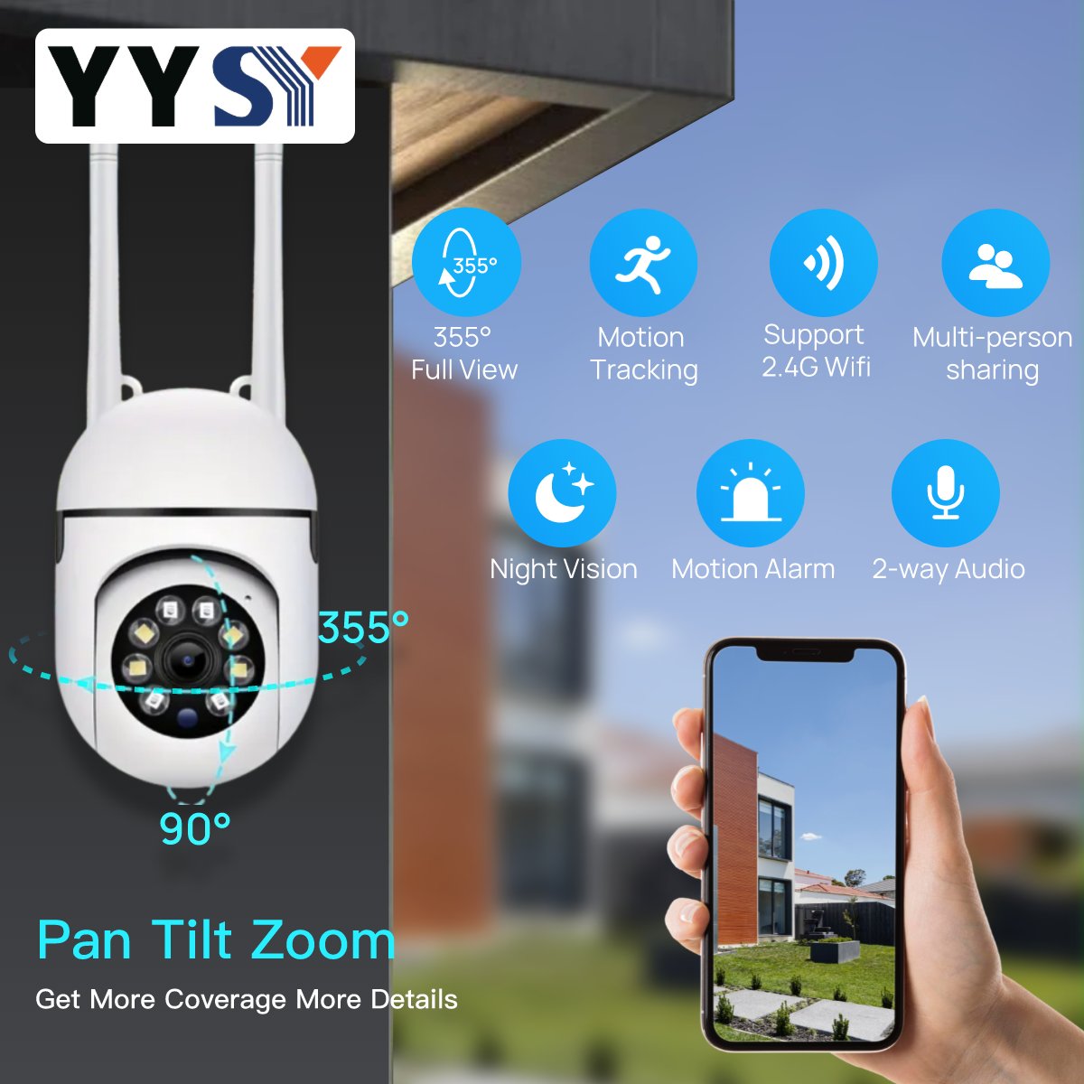Tuya Smart Life 2.4G WiFi Indoor Camera Smart Home Security Video Surveillance Supprt Two Way Audio Mobile Motion US Plug