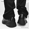 Vintage Double Platform Men's Derby Shoes Front Zipper Design Square Toe Casual Shoes British Style Height Increasing Male Shoes 5