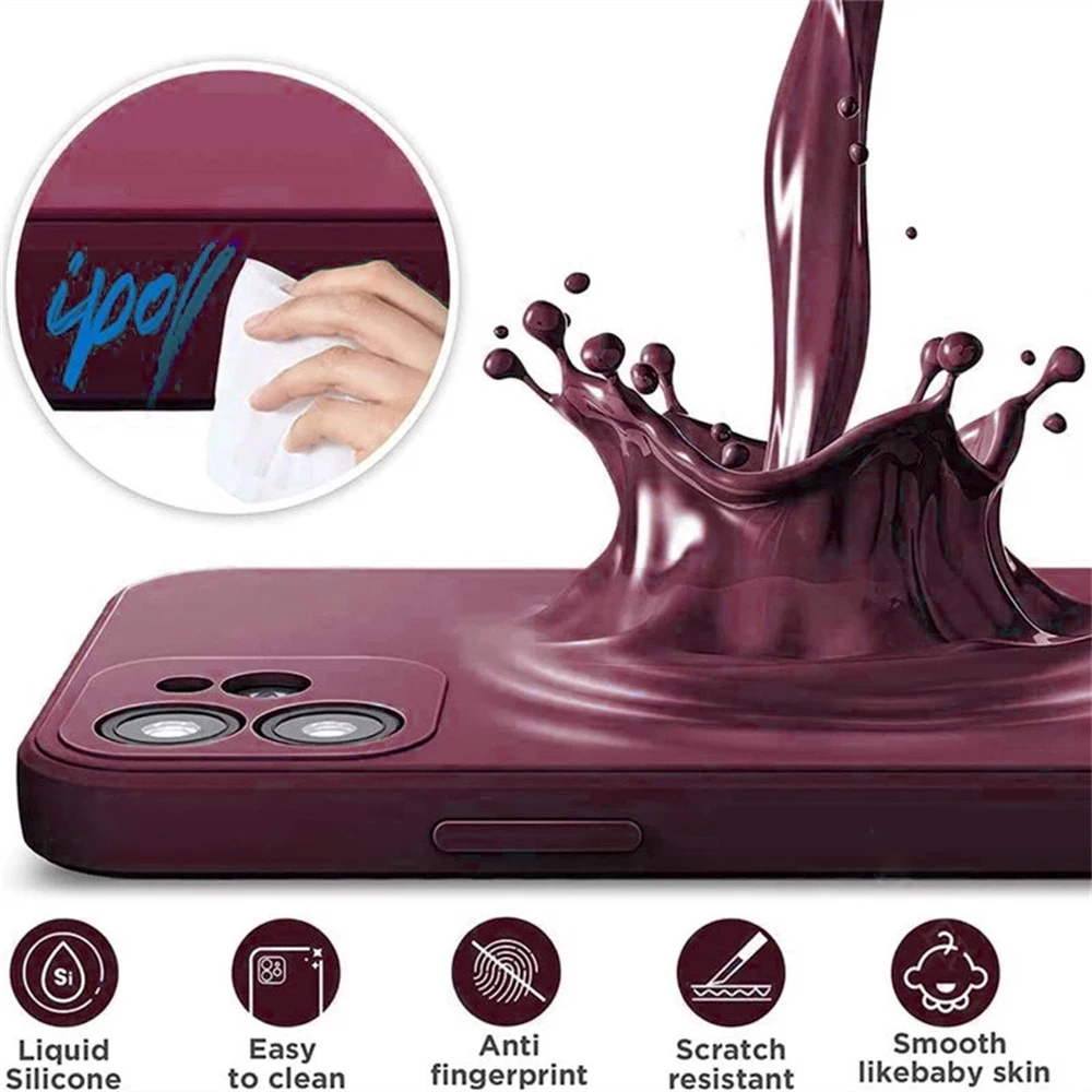 Plum Red Anti-Drop Silicone Soft TPU Phone Case