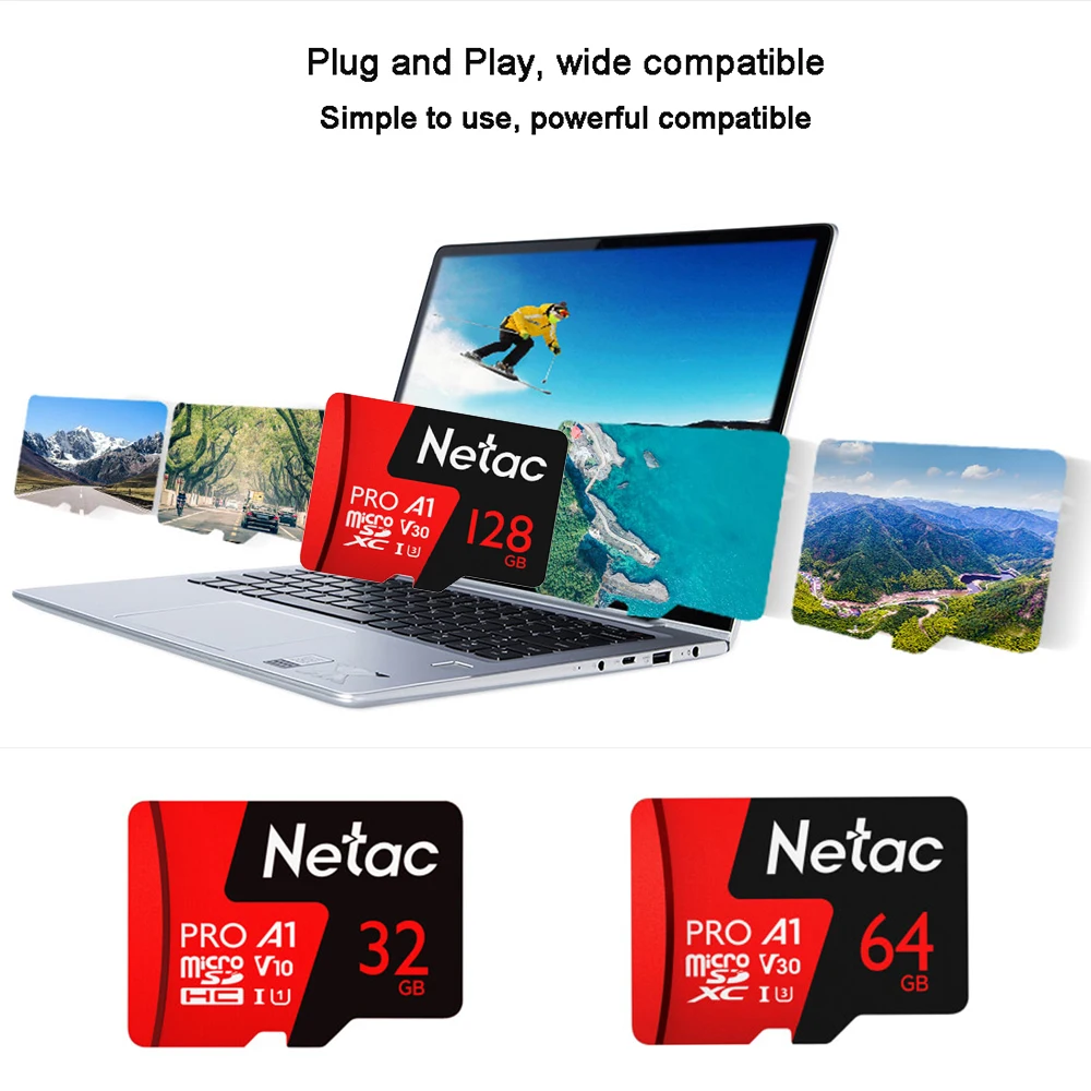 Netac P500 Extreme Pro microSD Card 128GB 64GB 32GB Support 4K UKD video For Car DVR & Surveillance Camera & Sports Camera