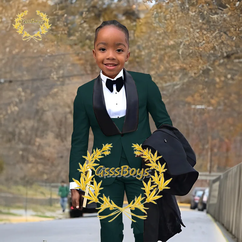 Boys Wedding Jacket Pants Vest Suit 3 Piece Formal Business Clothes Kids Blazer Set Party Tuxedo