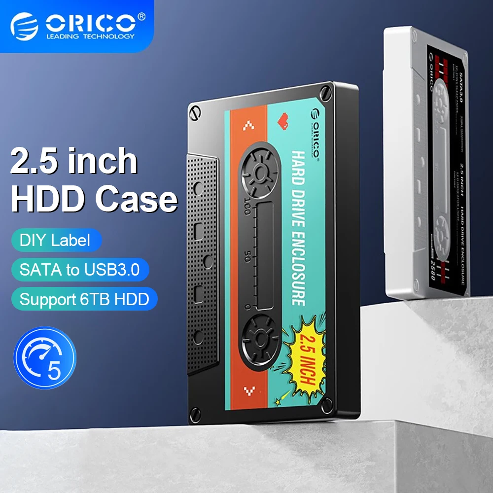 Orico-case Disco Rígido Externo com Adesivo Faça Você Mesmo Gabinete Hdd Sata para Usb 3.0 5gbps 6gbps Tipo-c Acessórios para pc 25