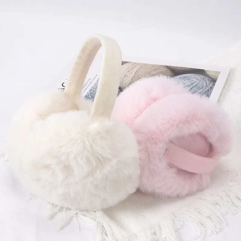 New Autumn Winter Soft Earmuffs Women Men Ear Keep Warmer Plush Solid Color Adjustable Foldable Ear Protection Muffs Earflap
