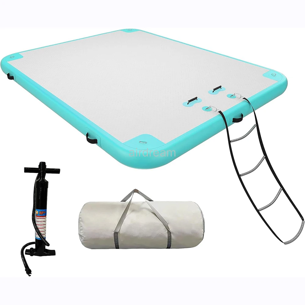 6/8ft Floating Dock Water Platform, Multi-People Inflatable Non-slip Floating Mat, Dock Platform for Lake/Island/Swimming Pool 2