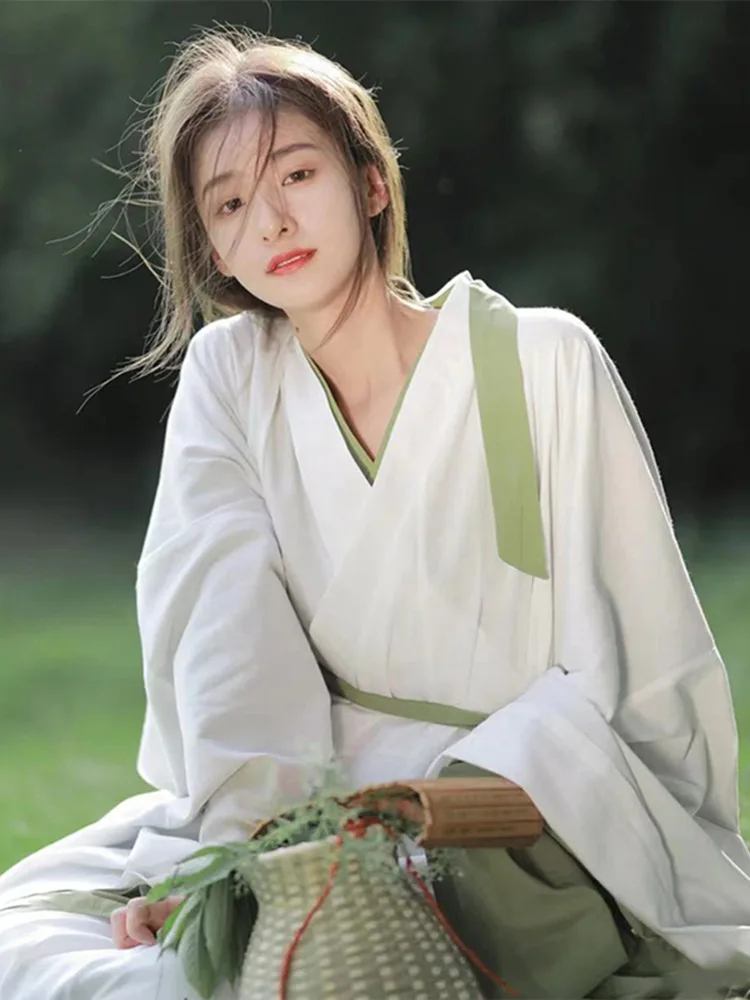 

Женское элегантное традиционное платье Hanfu в китайском стиле, юбка с перекрестным воротником, супер сказочное повседневное носимое платье