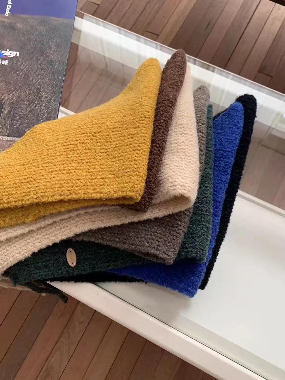Ins Autumn Winter New Wool Knitted Triangle Scarf Solid Color Warm Outer Decorative Shawl Fart Curtain Korean Knitted Headband