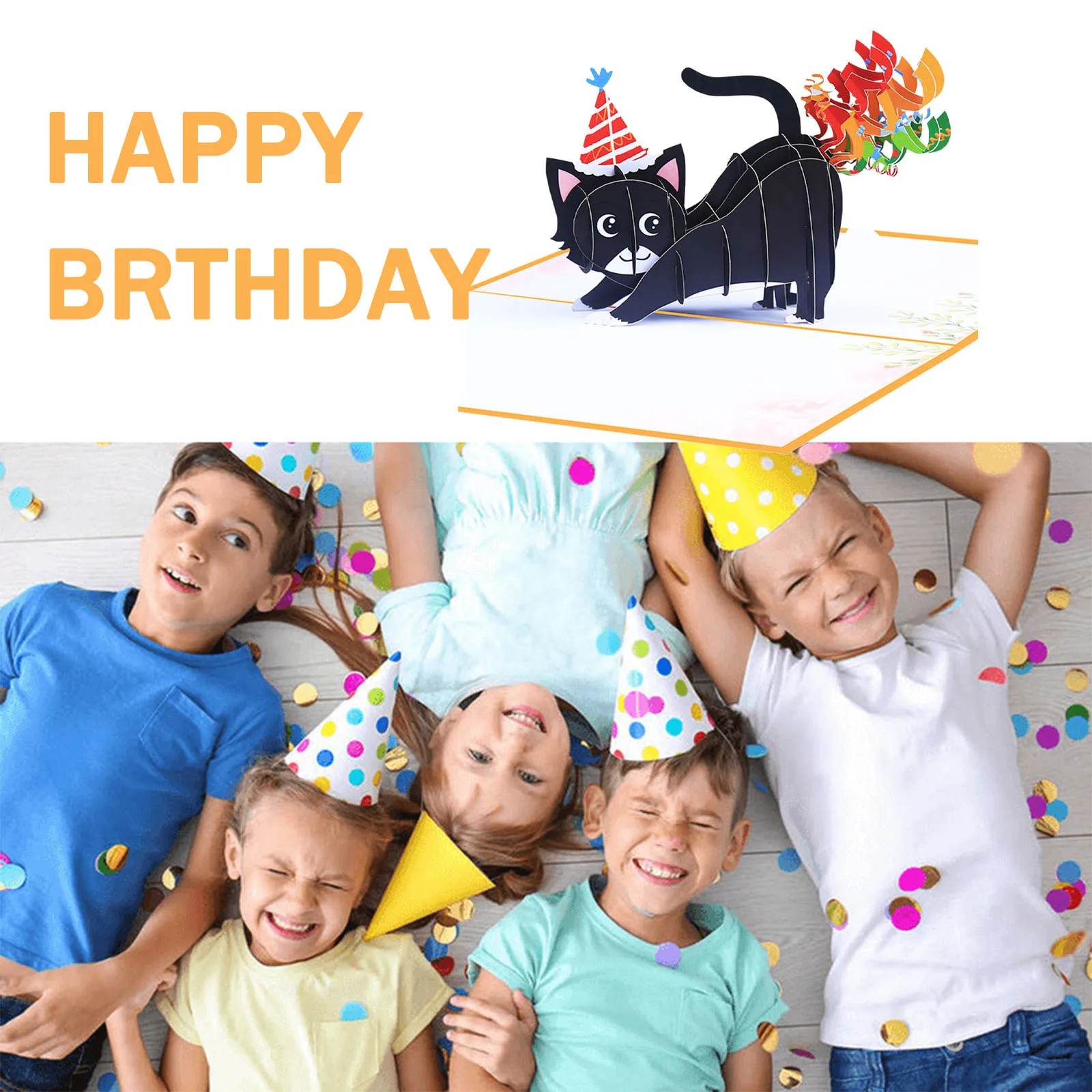 1pcs 5x7Inch 3D Envelopes Greeting Cards Unmatched Birthday Card Black Cat Envelope Postcards Explosive Laughter Lover Greeting