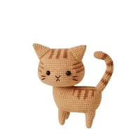 Handmade Woven Cat DIY Material Bag Wool Crochet Knitted Cute Little Flower Cat Ornament Doll Creative Gift Material Bag 2