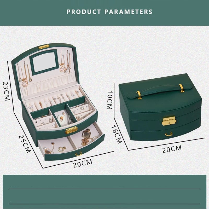 PU Storage Jewelers Case Luxurious S/M/L 3Layers Jewelry Gift Boxes Jewelry Organizer Display Jewelry Box Portable Travel Button