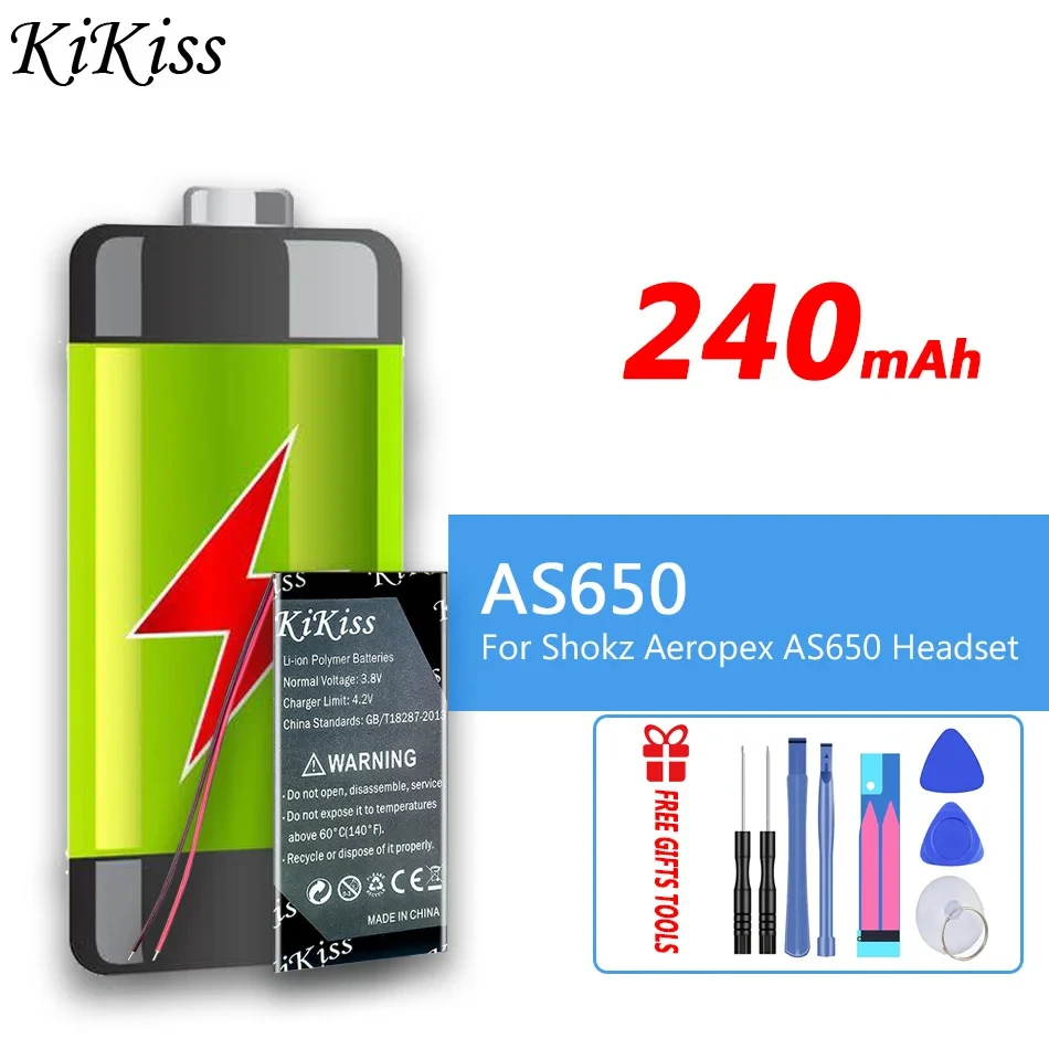 

Аккумулятор KiKiss на 240 мА · ч для наушников Shokz, аэролекс, AS650, цифровая батарея