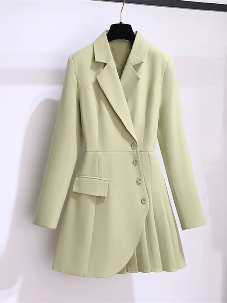

Autumn Winter Office Ladies Solid Color Blazer Dress