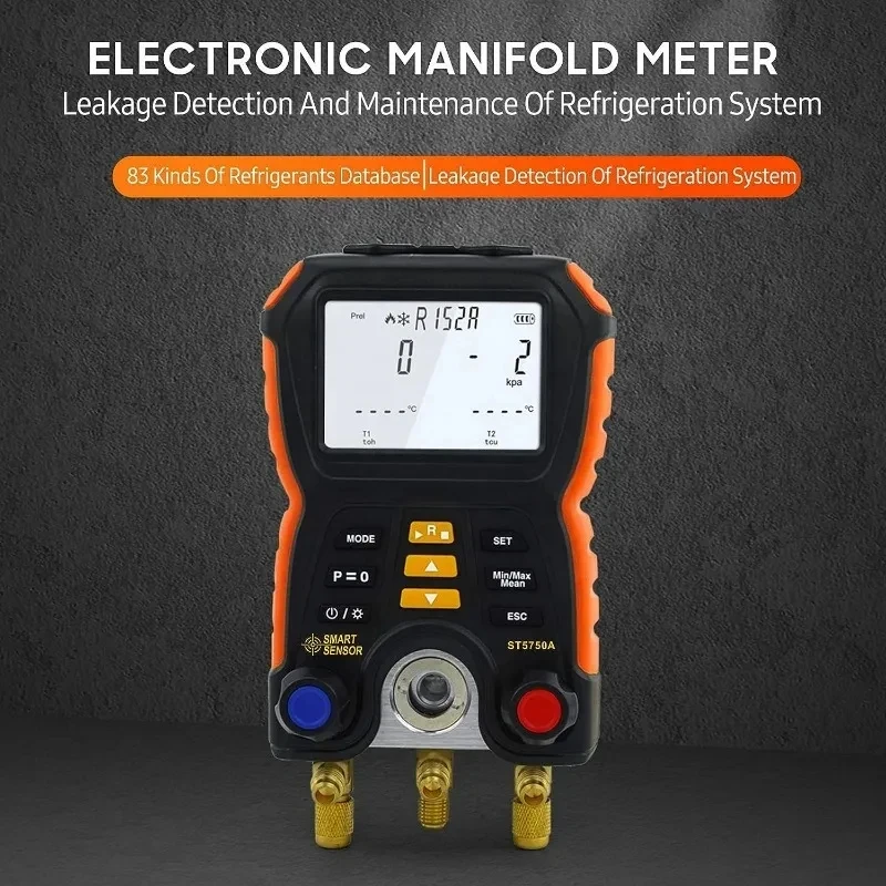 HTI HT-750 Digital Pressure Gauge New Refrigeration Vacuum Manifold Tester Meter