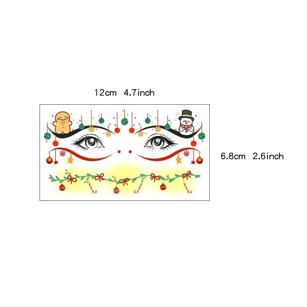 10Pcs Santa Claus Christmas Face Tattoo Sticker Waterproof Elk Xmas Party Face Decals DIY Face Art Christmas Makeup Stickers
