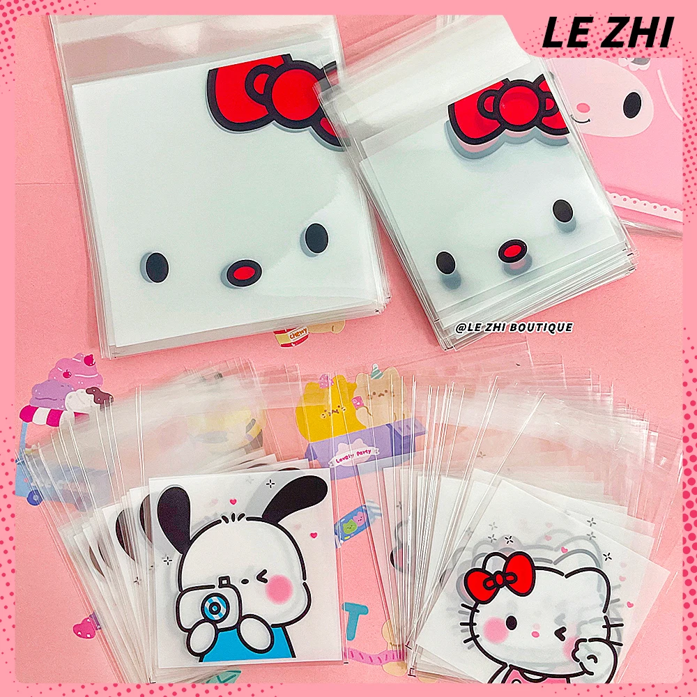 100PCS Packaging Bags Hello Kitty Mymelody Cute OPP Clear Self-adhesion Cartoon Printing DIY Gift Pastry Bag