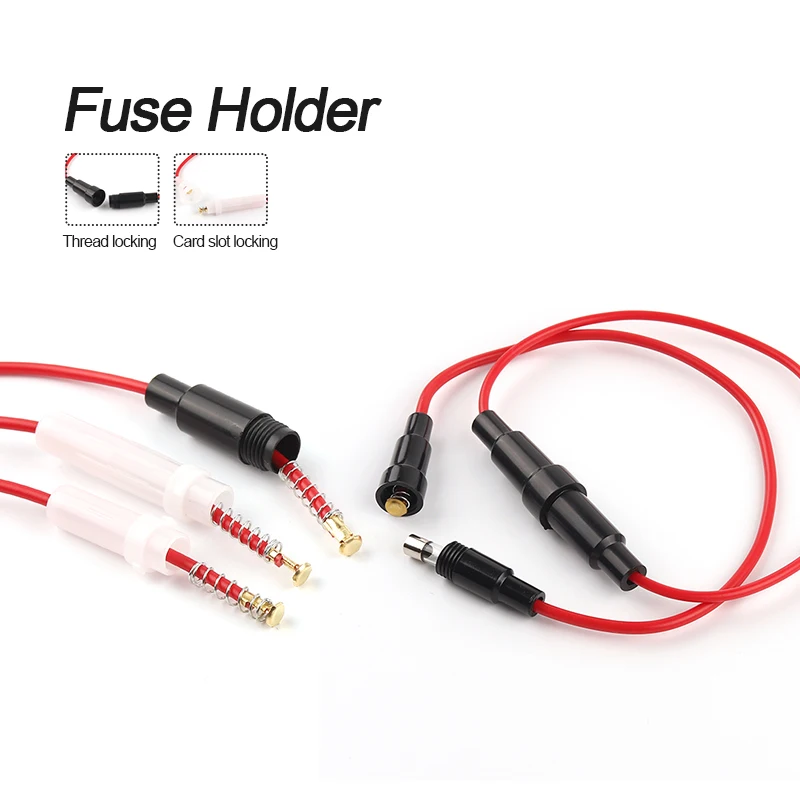 

10PCS Glass Tube Automotive Fuse Holder Screw Type Fast Blow 5X20MM Black/White Fuse with 22 AWG Wire 250V