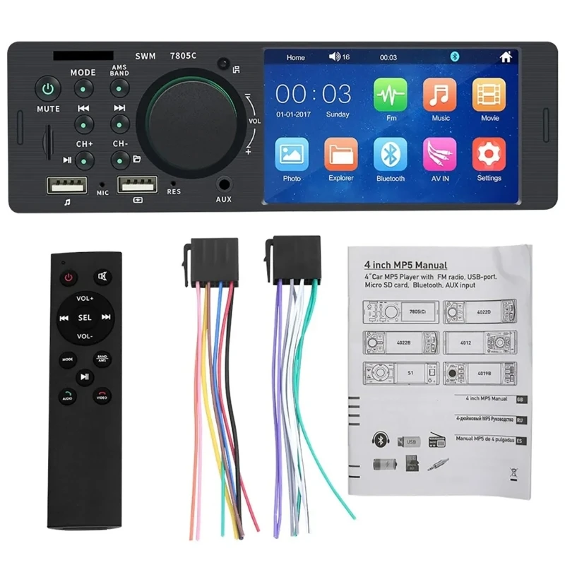 

Multimedia Player Receiver Car Stereo Single Din MP5 Player Bluetooth-compatible Car Radio
