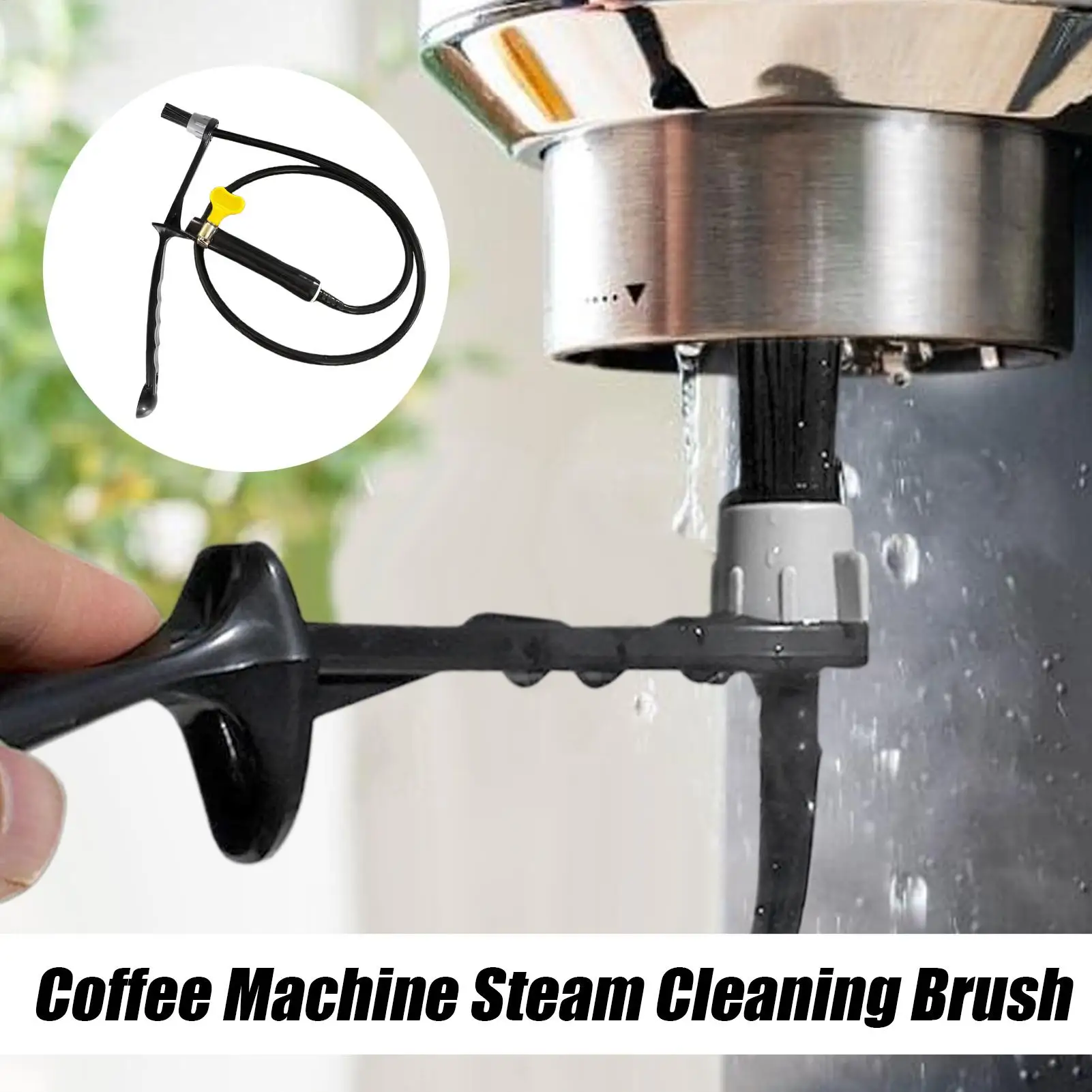 Spazzola per la pulizia a vapore della macchina da caffè con manico lungo, spazzola per la pulizia della testa della macchina da caffè, strumento per la pulizia della stecca a vapore del caffè - immagine 5