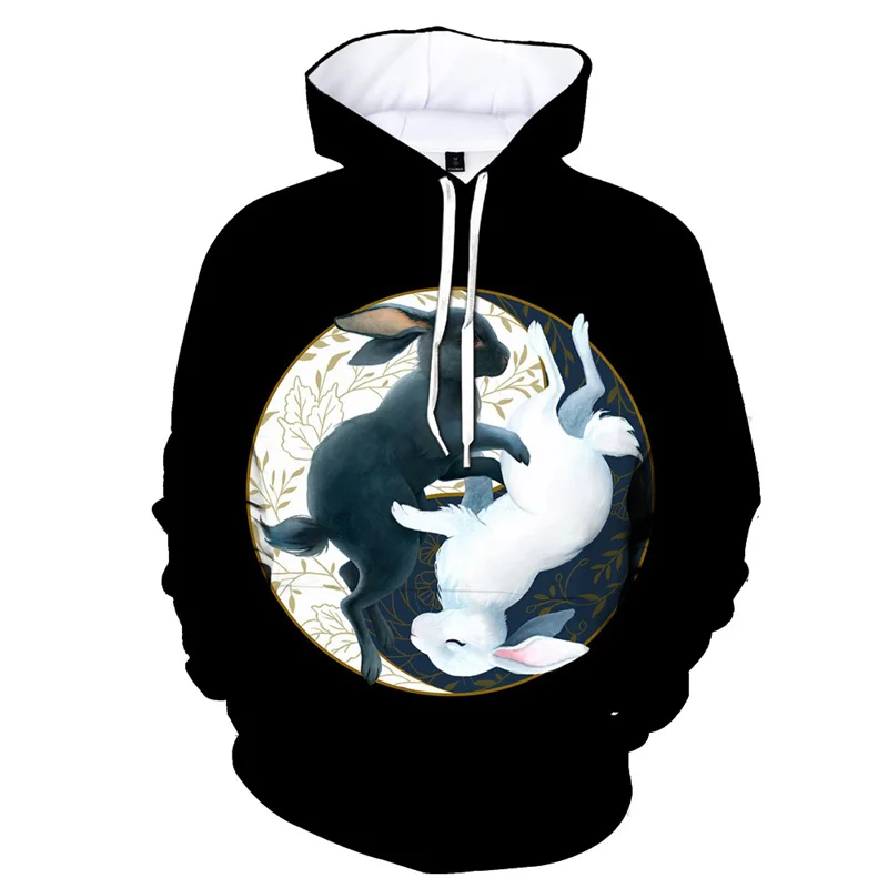 thumbnail image 1 of Sudadera con capucha con estampado 3D de animales, linda sudadera con patrón de conejo, sudadera deportiva informal de manga larga para hombres y mujeres, sudaderas con capucha para niños de otoño, 1 of 5