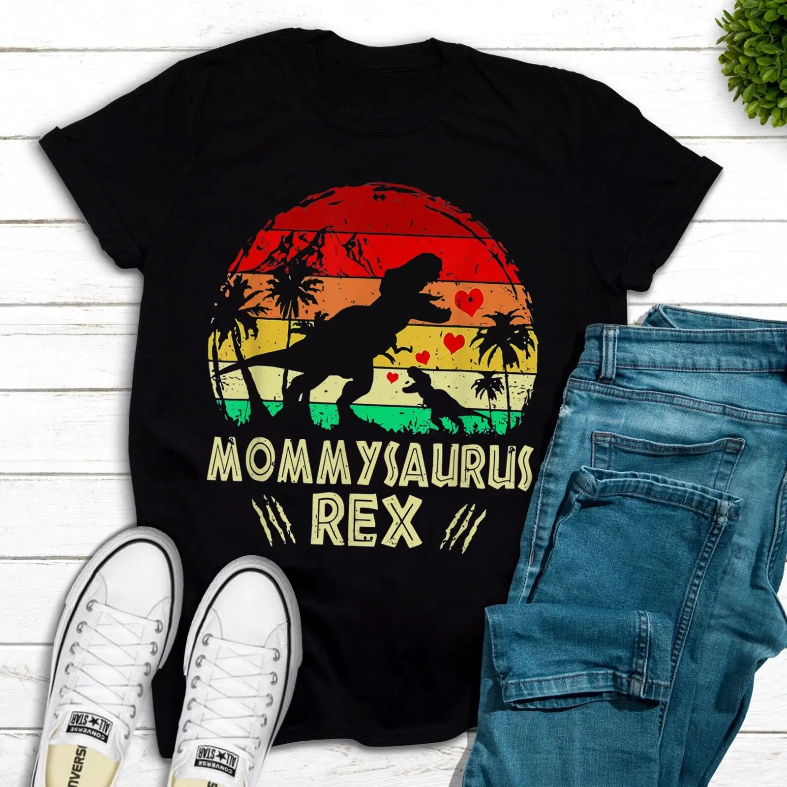 Muslimt Rex Dinosaur Funny Mama Saurus Family Matching T-Shirt