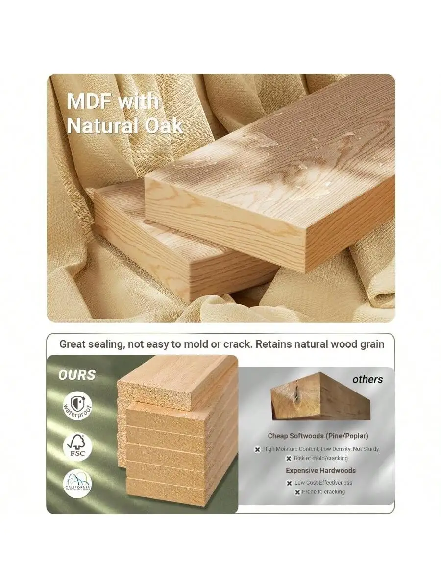 White Oak Floating Shelf for Wall 36 Inch Long Wood Floating Shelves Wall Mounted Thick Wall Shelves for Bedroom Kitchen 4