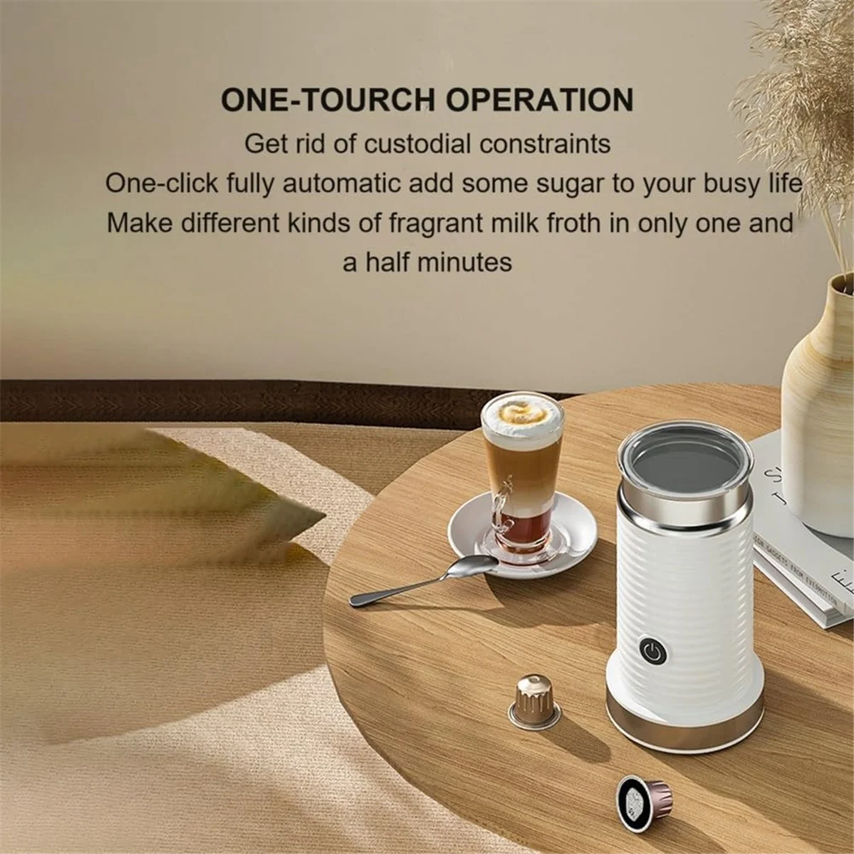 Milk Frother,Electric Milk Frother,Fully Automatic Milk Frother,Automatic Milk Frother for Hot & Cold Froth EU Plug 5