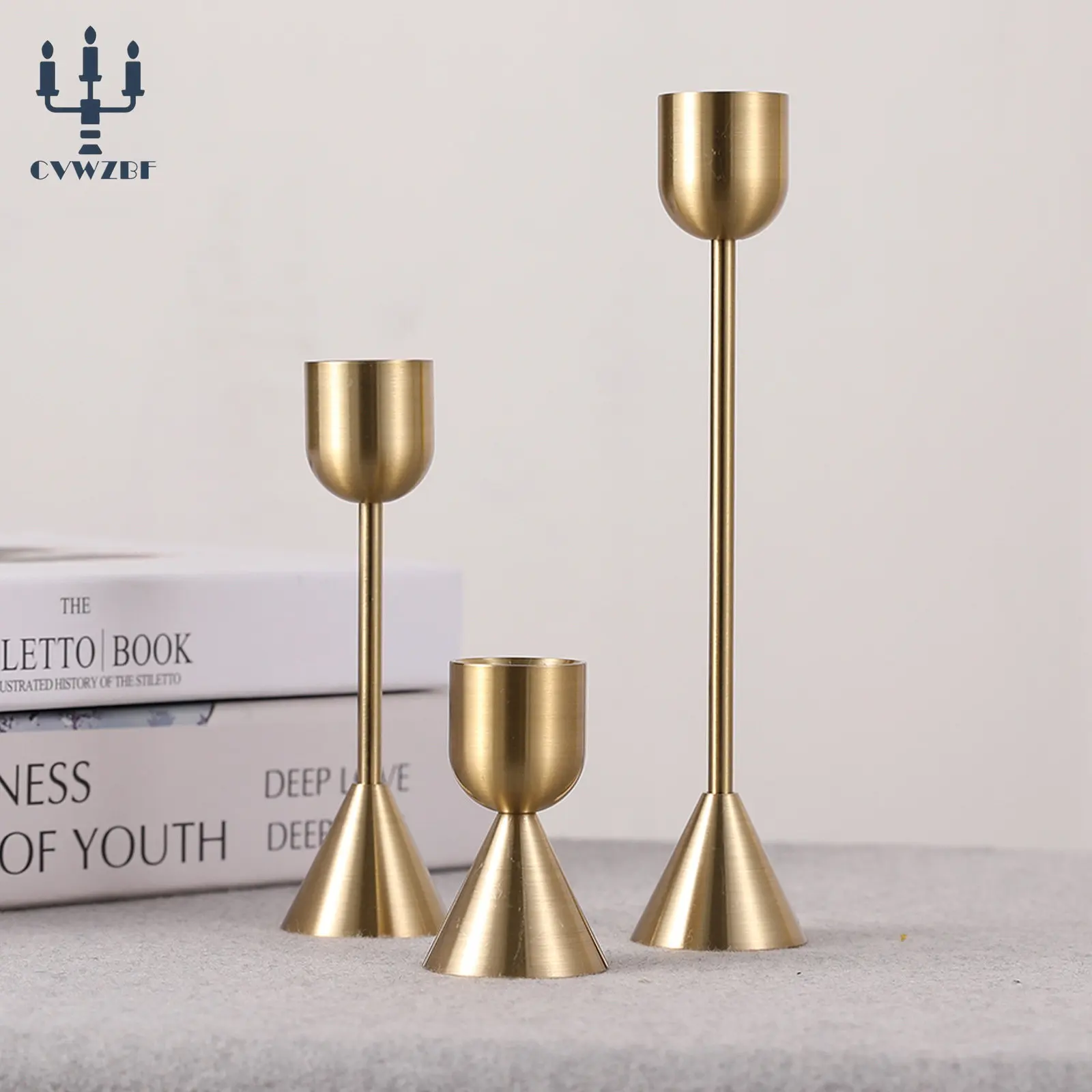 3Pcs/Set European style Metal Candle Holders Simple Golden Wedding Decoration Bar Party Living Room Decor Home Decor Candlestick candle holders