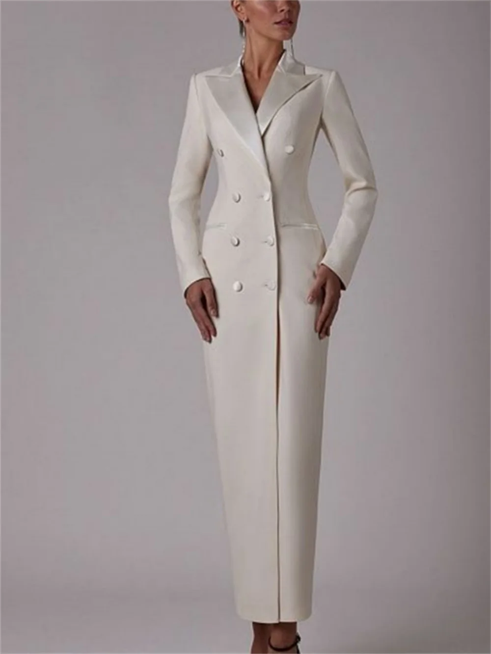 Spring Summer Double Breasted Women Long Jacket Suits Ladies Fashion Formal Tuxedo Party Dress Candy Color Ladies Prom  Guest