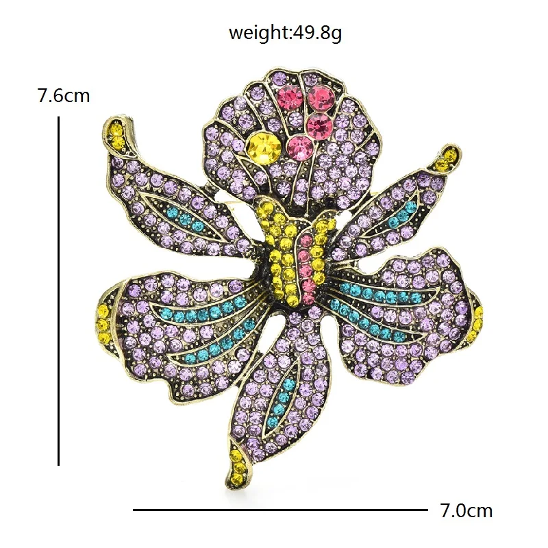 Wuli&baby Luxury Shining Flower Brooches For Women Unisex 3-color Beauty Plants Party Office Brooch Pin Gifts