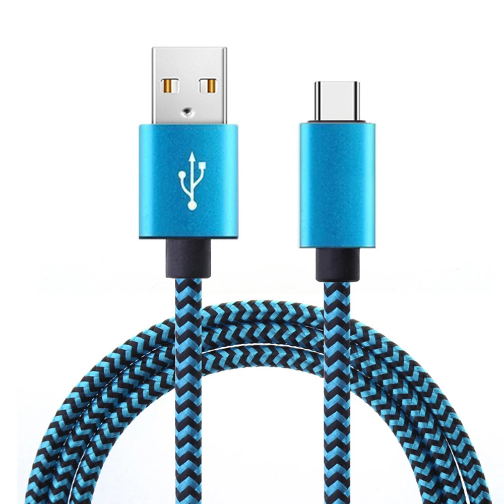 Cabo usb tipo c com sincronização de data 2.4a, carregamento rápido para samsung, huawei, android, celular, 1m, 2m, 3m, cabo de carregador de fio trançado de nylon