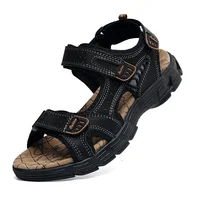 Sandales en cuir véritable pour hommes, chaussures de loisirs d'été, sandales décontractées souples pour hommes, randonnée à la plage, chaussures pour hommes, haute qualité, taille 46 3