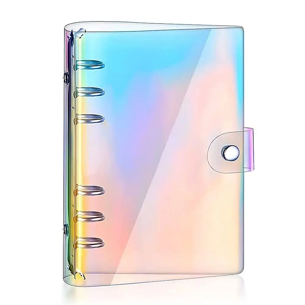 버튼 잠금 카드 수납 다이어리 스파이럴 PVC 노트북 커버 루즈 리프 폴더 노..