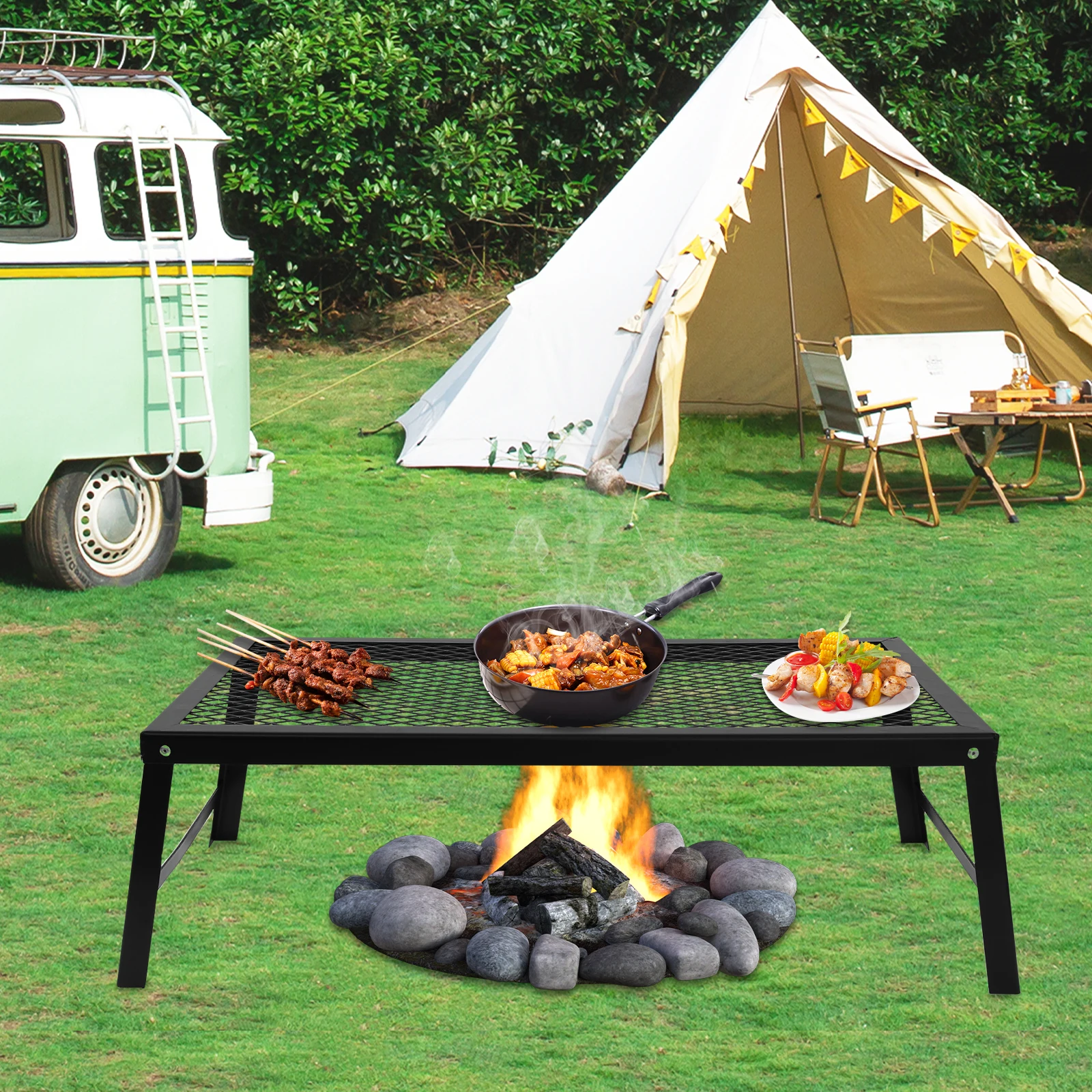 Folding Campfire Grill for Fire Pit Cooking 6