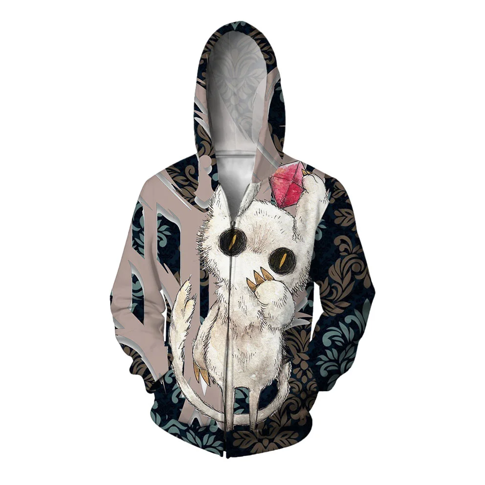 thumbnail image 1 of Sudadera con capucha informal de otoño para hombre, sudadera con cremallera, sudadera con capucha con estampado de gato a la moda, sudaderas de conejo para hombre, ropa, 1 of 5