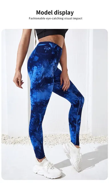 QKDJ Women's Yoga Pants Womens Yoga Running Women s High Waist Tights  Fitness Running Tie Dye Yoga Pants Gym Athletic Leggings Ladies Breathing  Sports Leggings-blue_XL : : Fashion