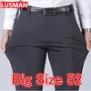 Men's Business Pants Big Size 52 Elastic Waist Straight Suit Pants Formal Work Long Pants Large Size Loose Casual Trousers 1