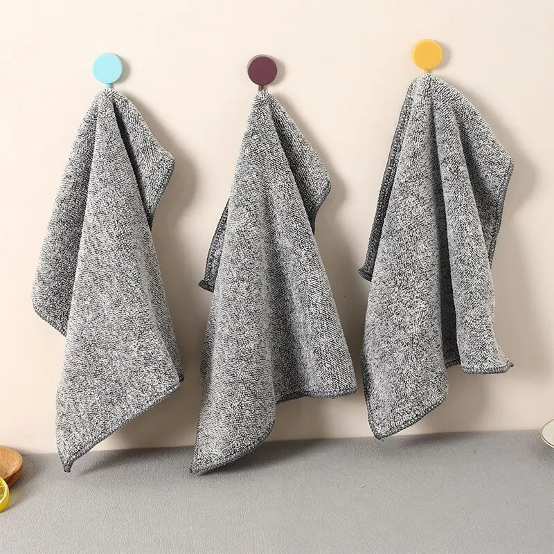 Bamboo Charcoal Dish Cleaning Cloth Strong Water Absorption Easy-to-wash for Household Use