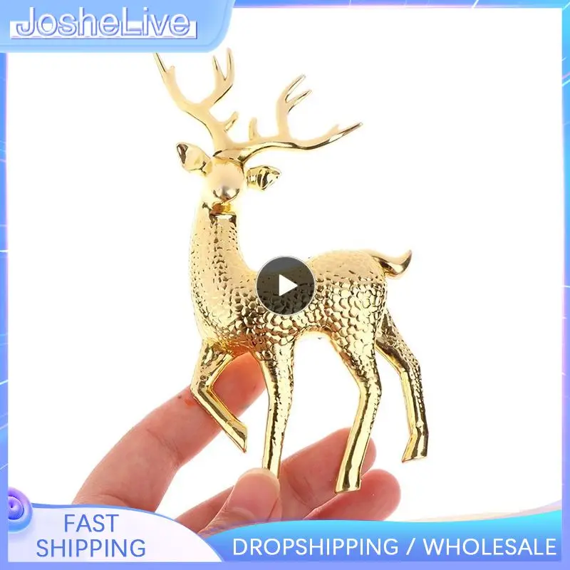 

Ретро пластиковая Рождественская миниатюрная фигурка лося, праздничные аксессуары, мини-Статуя оленя, настольный магазин, демонстрационный современный декор