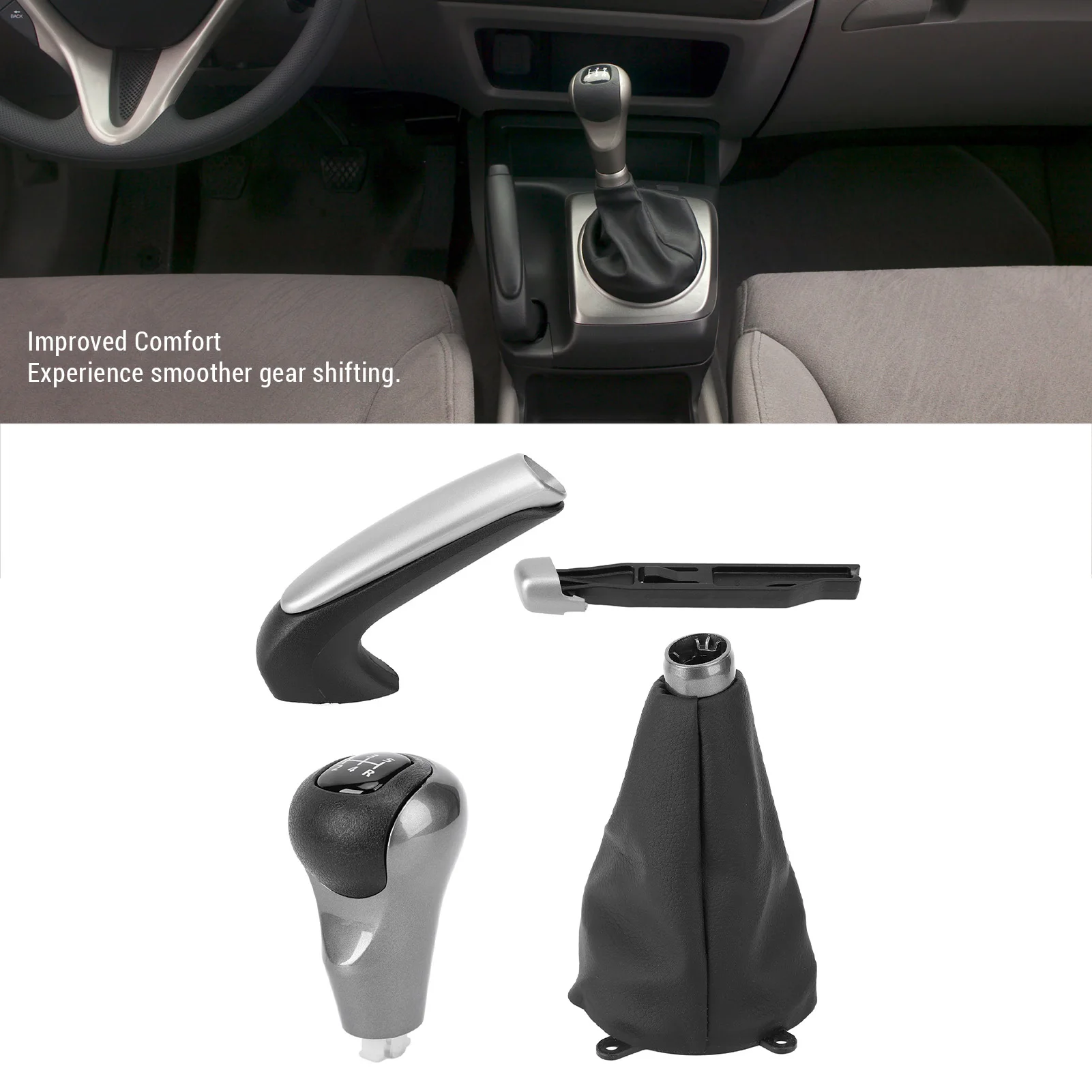 Manual Gear Shift Stick Knob 5 Speed Enhanced Comfort Stylish Look Gear Shift Knob Set High Strength 54102-SNA-A01 for Vehicle