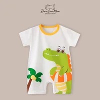 Baby Body Suit Summer New Style Thin Cute Print Short-sleeved Onesie Toddler Boys Fashion Round Neck Jumpsuit Newborn  Clothes 4