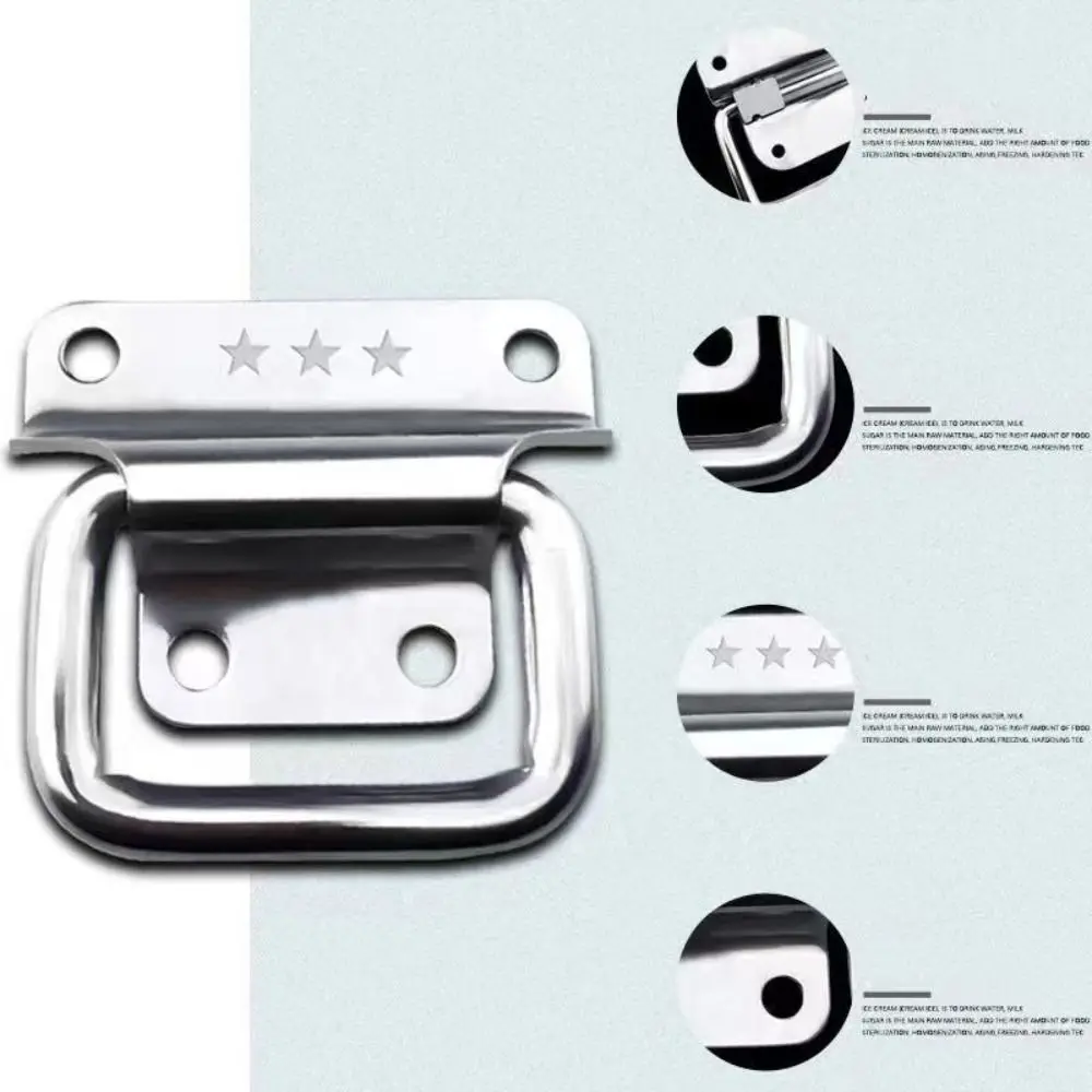 Description Picture 6 of itemStainless Steel Handle Cabinet Drawer Handle Furniture Accessories Silver Simple Door Handle Folding Household Wooden Box Handle