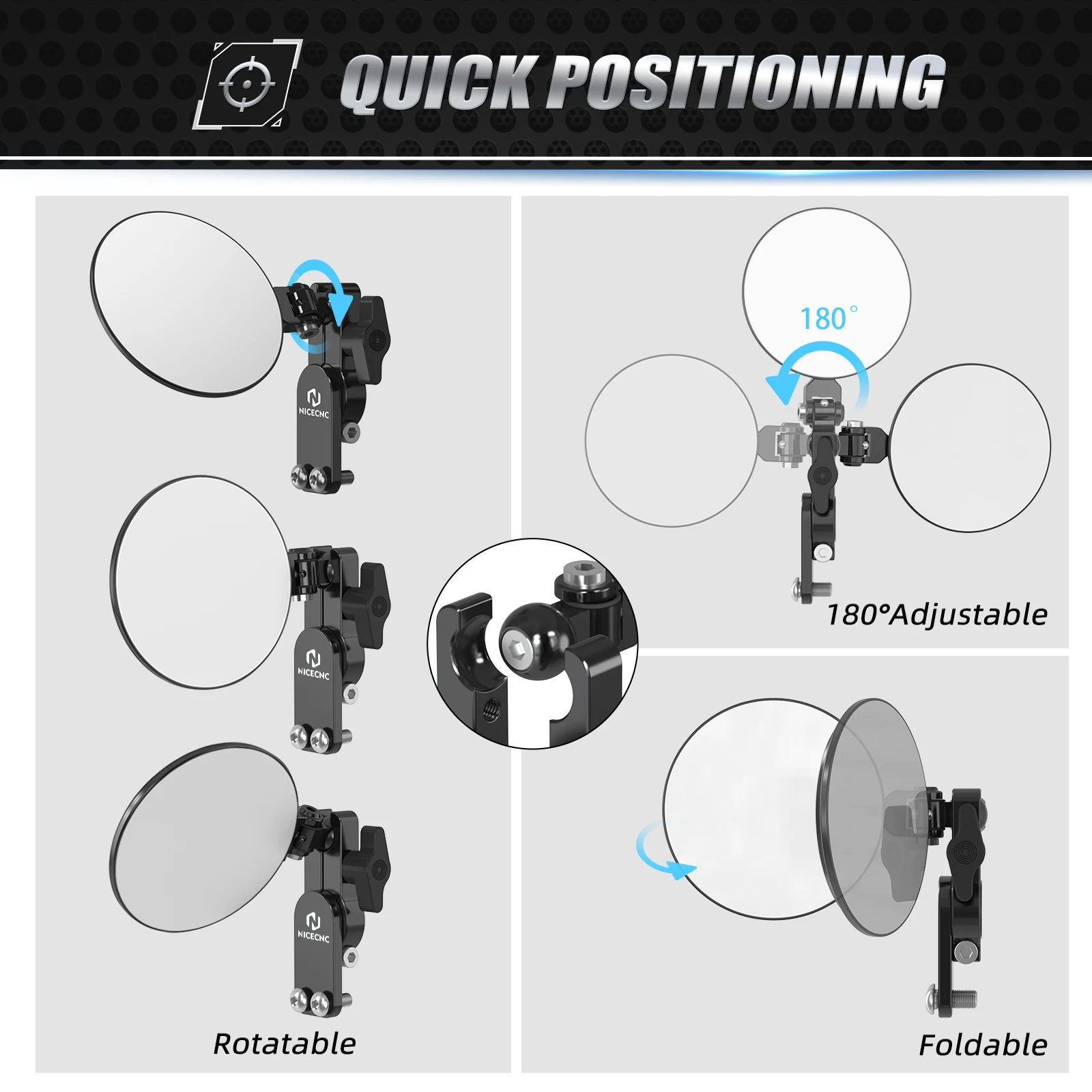 Quick Flip Spiegel Klappspiegel Handschutz Universal für KTM Adventure EXC Yamaha Tenere700 BMW R1250GS R1300GS Honda Suzuki – Detail 13