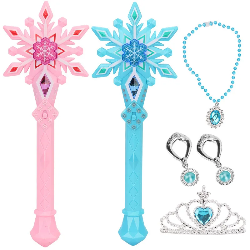 Disney girls frozen snowflake princess elsa Music Magic wand Ring crown box set Makeup Toys Birthday Christmas Gift 2