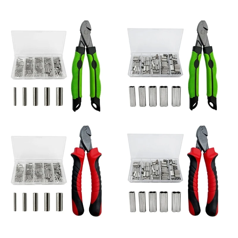 Multifunction Fishing Crimping Pliers Tools Set Comfortable Rubber Handle Fishing Crimping Tools with Crimp Sleeves Kits